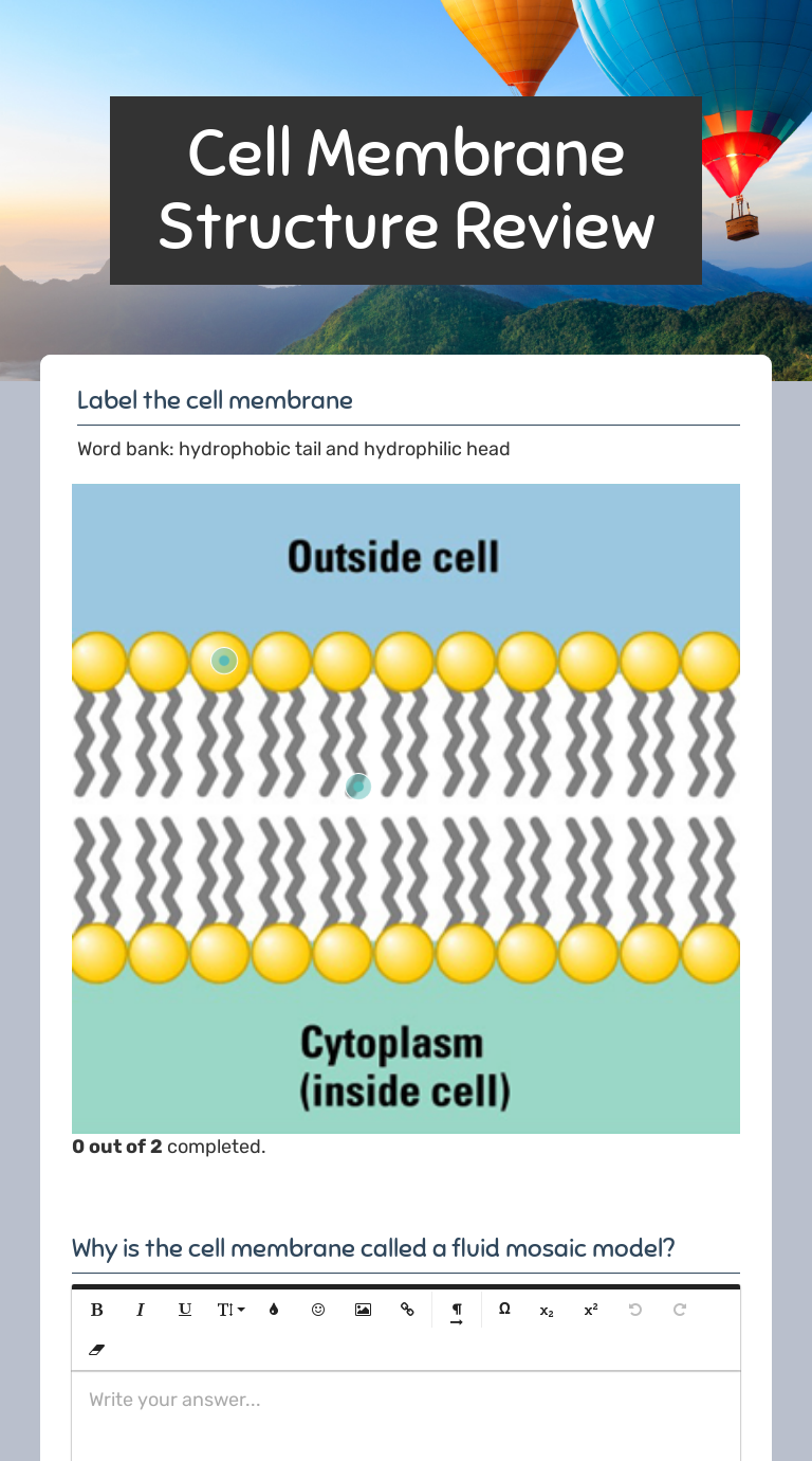 cell membrane diagram worksheet