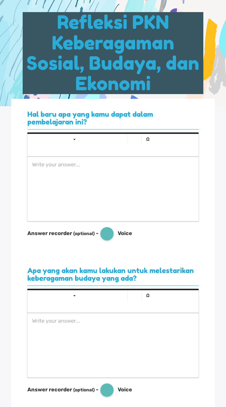 Refleksi PKN Keberagaman Sosial, Budaya, dan Ekonomi worksheet preview