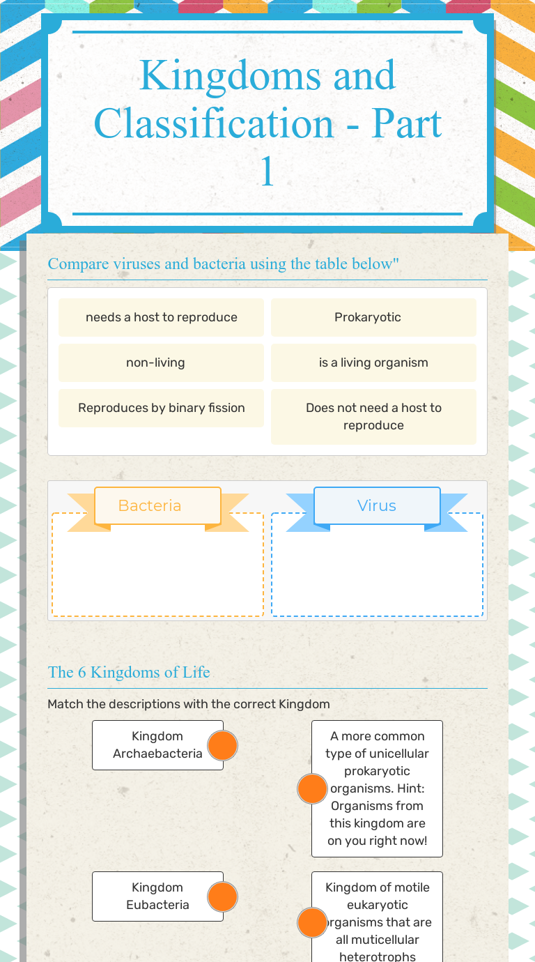 Kingdoms and Classification - Part 25  Interactive Worksheet by Regarding Domains And Kingdoms Worksheet