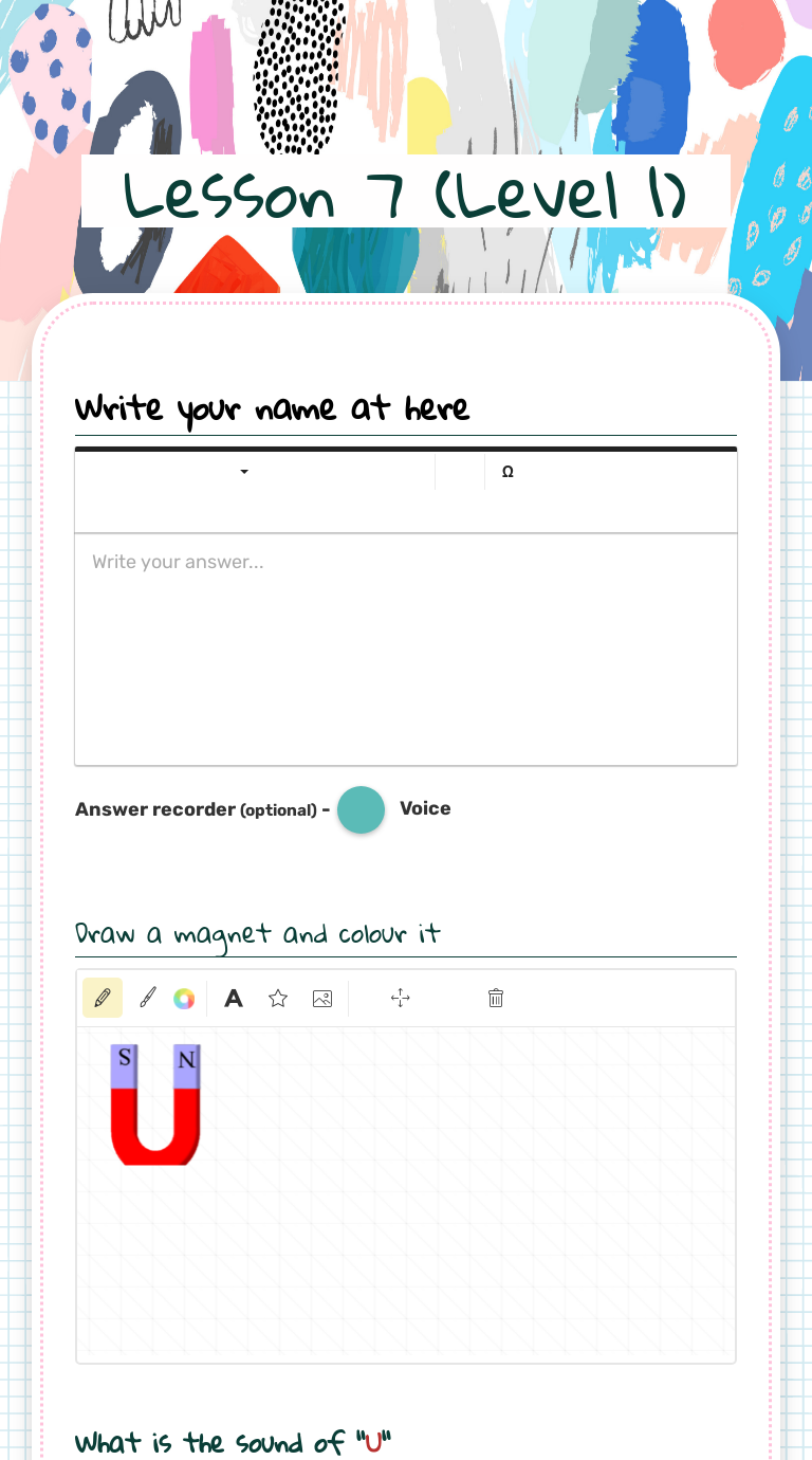 Lesson 7 (Level 1) worksheet preview image