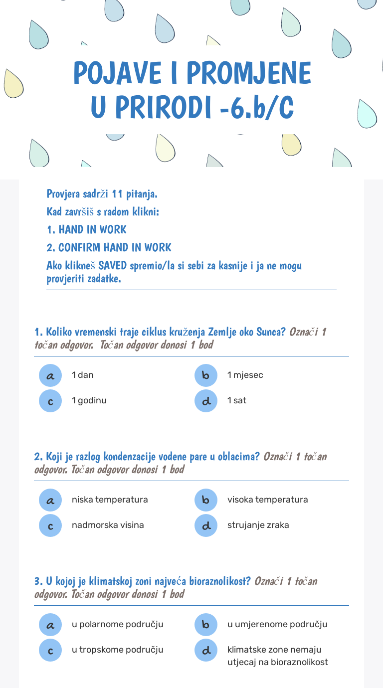 POJAVE I PROMJENE U PRIRODI -6.b/C | Interactive Worksheet By Sanja ...