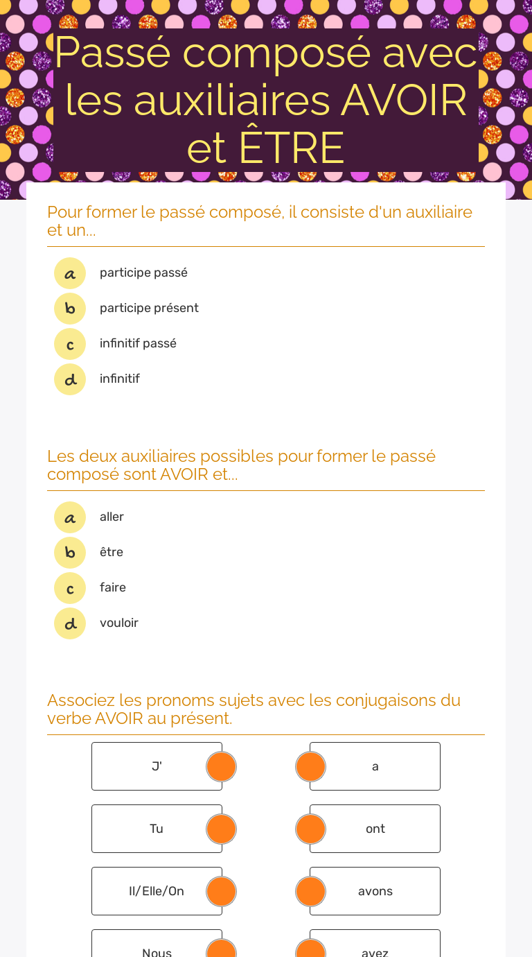 Passé Composé Avec Les Auxiliaires AVOIR Et ÊTRE | Interactive ...