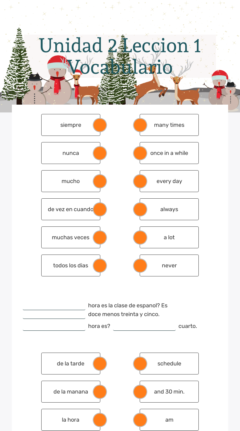 Unidad 2 Leccion 1 Vocabulario worksheet preview image