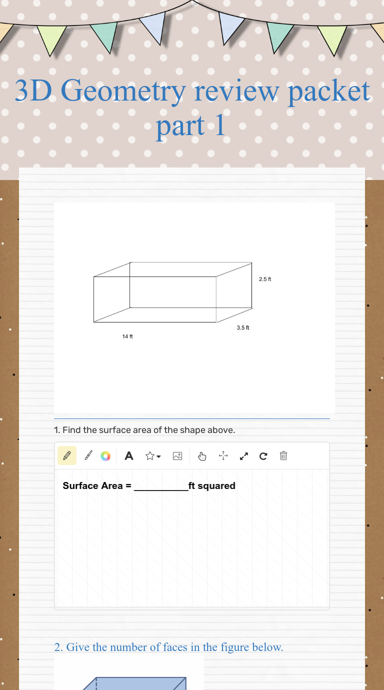 3D Geometry review packet part 1 Interactive Worksheet by Susanne Sobon Wizer.me
