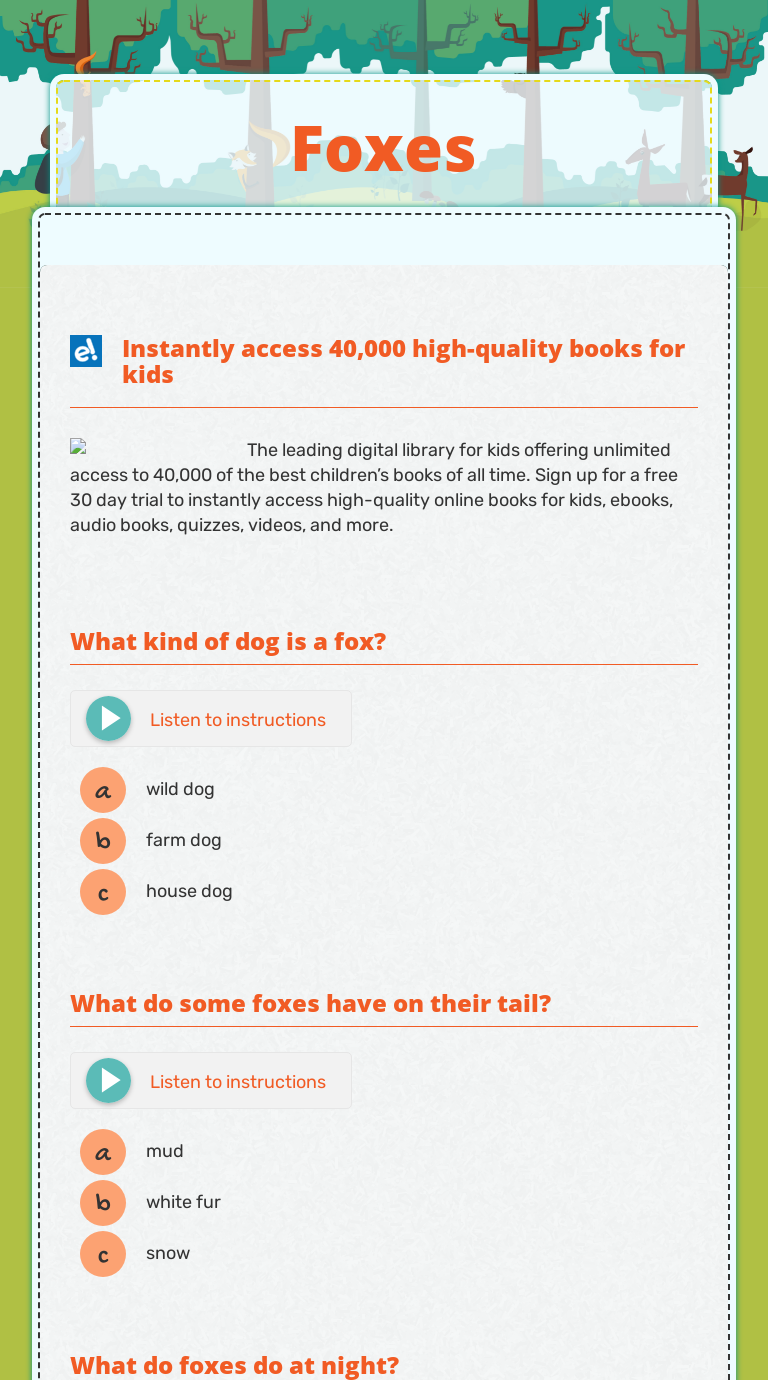 Foxes worksheet preview image