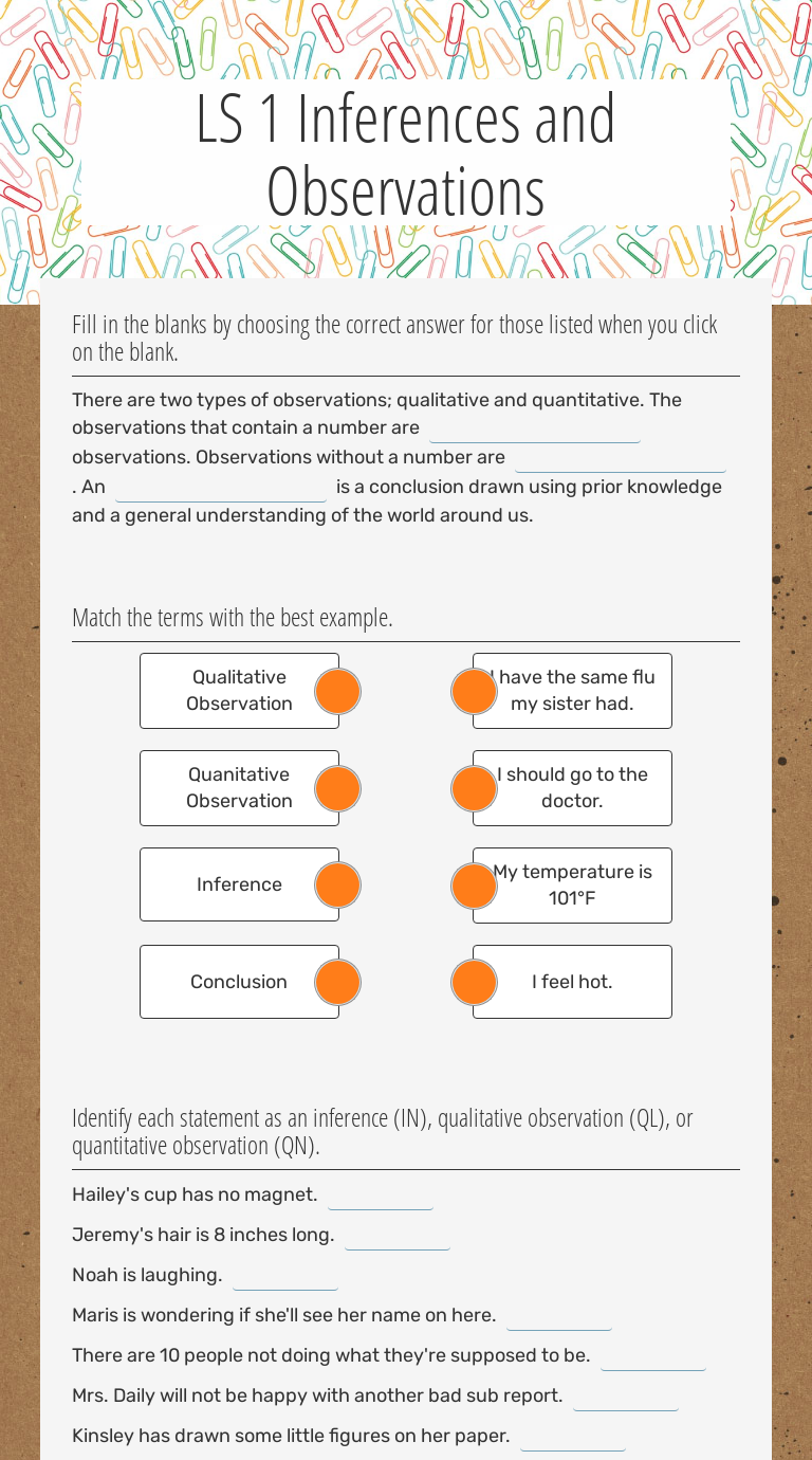 LS 25 Inferences and Observations  Interactive Worksheet by Julie With Observation Vs Inference Worksheet