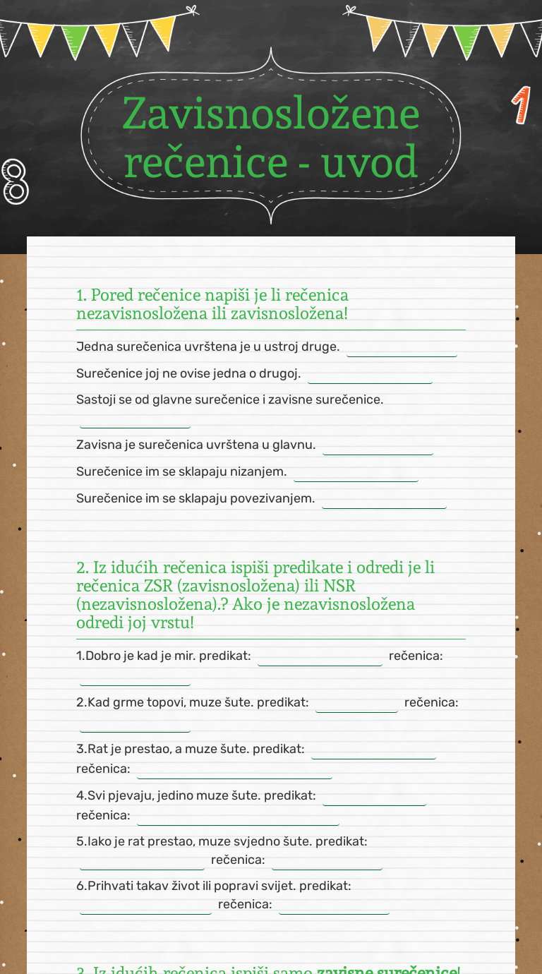 Zavisnosložene rečenice - uvod worksheet preview image