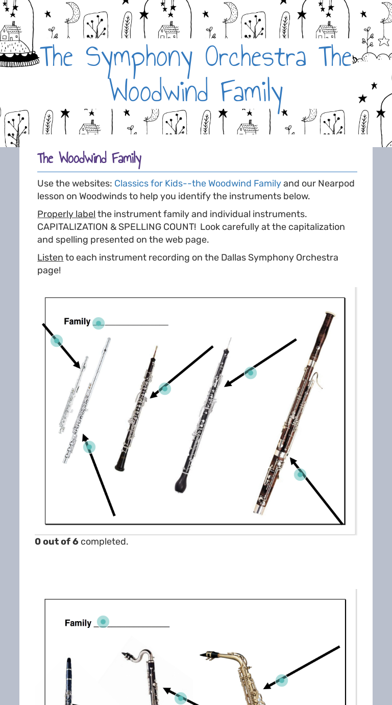 The Symphony Orchestra The Woodwind Family Interactive Worksheet by