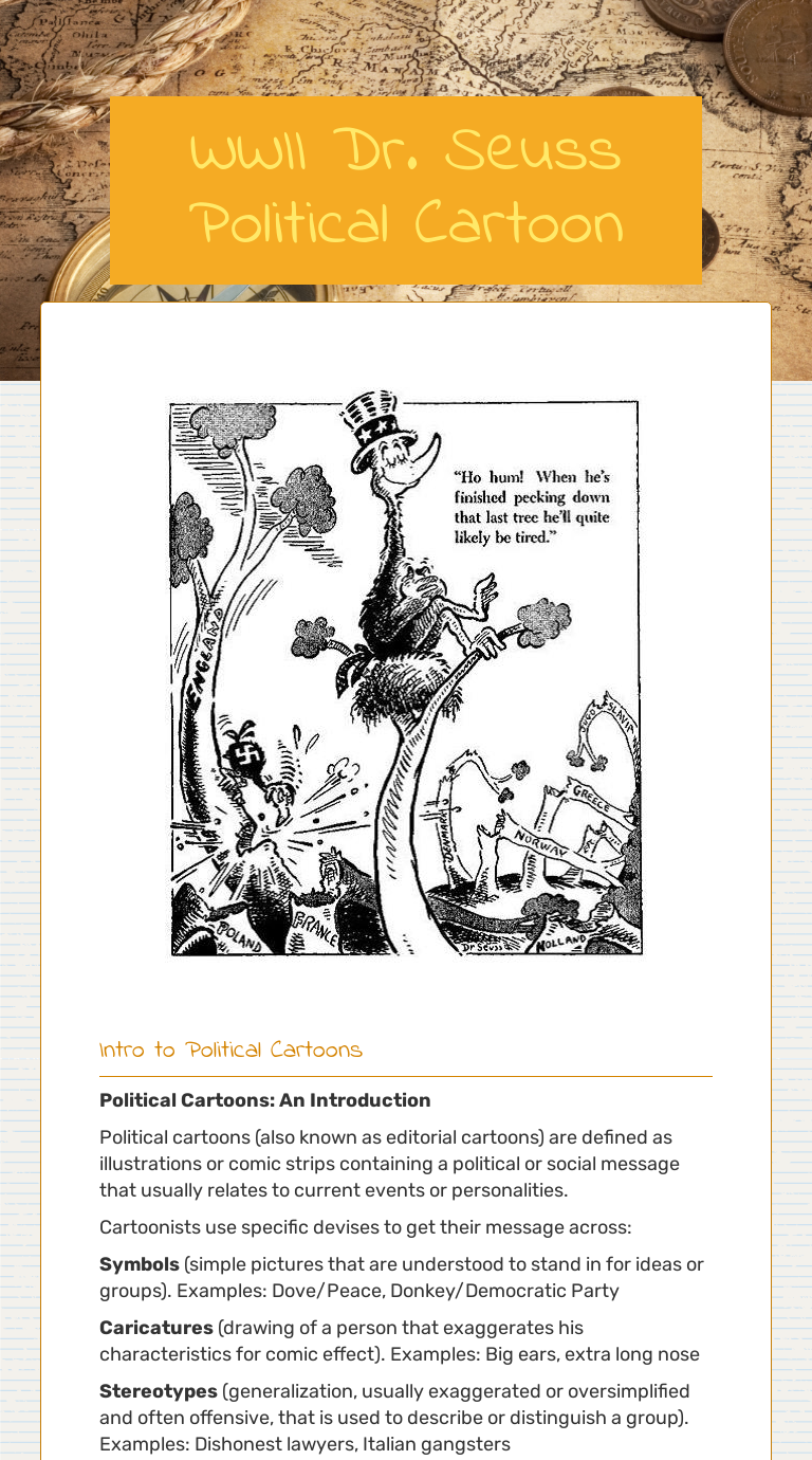 WWII Dr. Seuss Political Cartoon | Interactive Worksheet by Heather