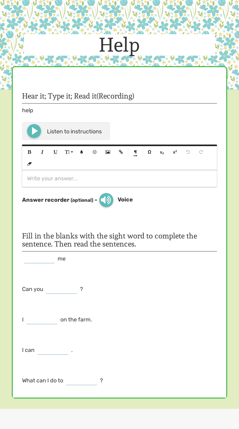 Help worksheet preview image