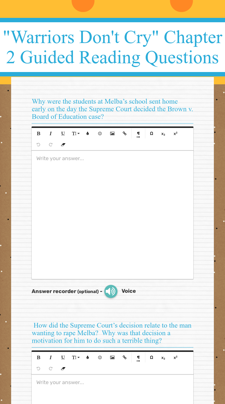 "Warriors Don't Cry" Chapter 2 Guided Reading Questions | Interactive