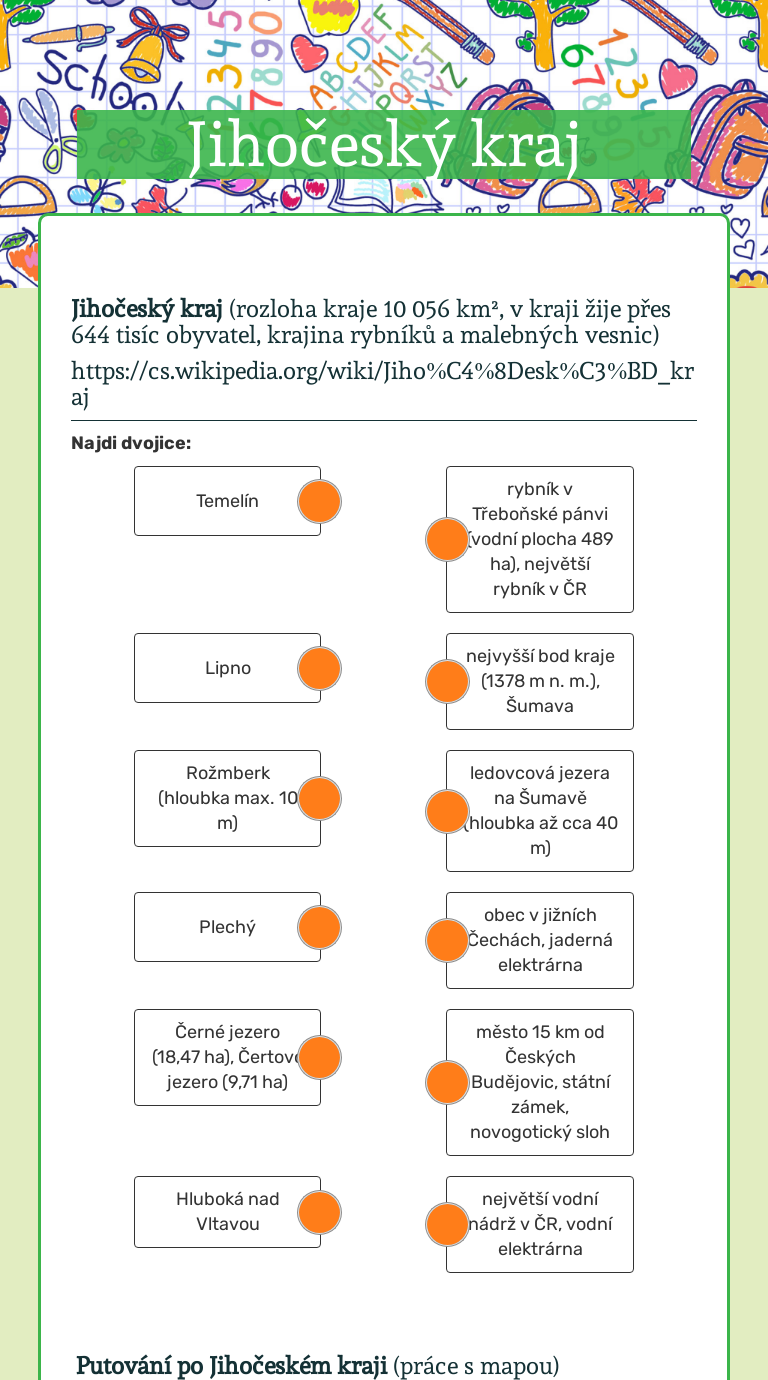 Jihočeský kraj worksheet preview image