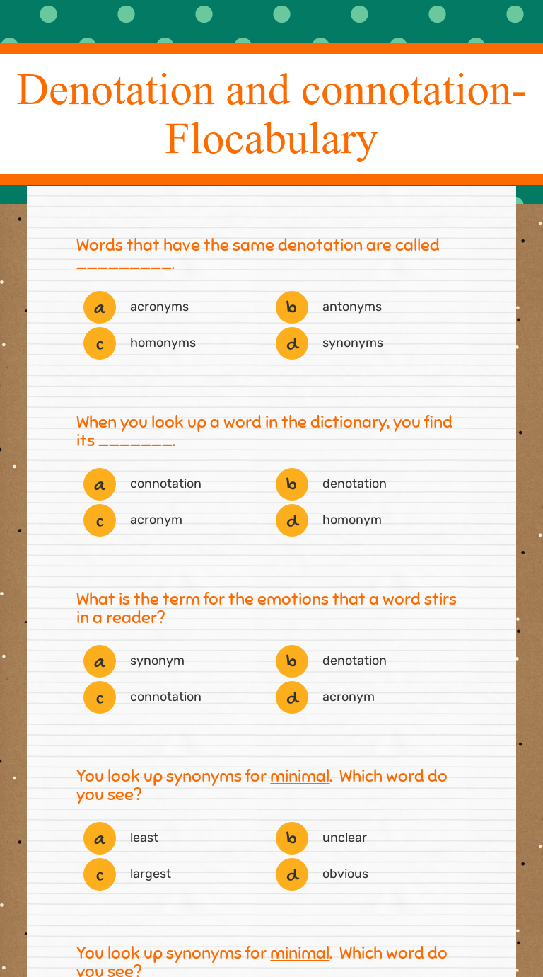 Denotation And Connotation Worksheet Owhentheyanks com Denotation And Connotation Worksheet Owhentheyanks com