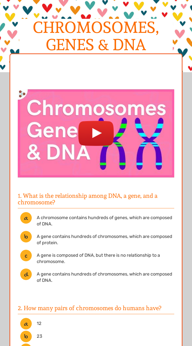 Chromosomes Genes And Dna Interactive Worksheet By Rida Ashraf Wizer Me