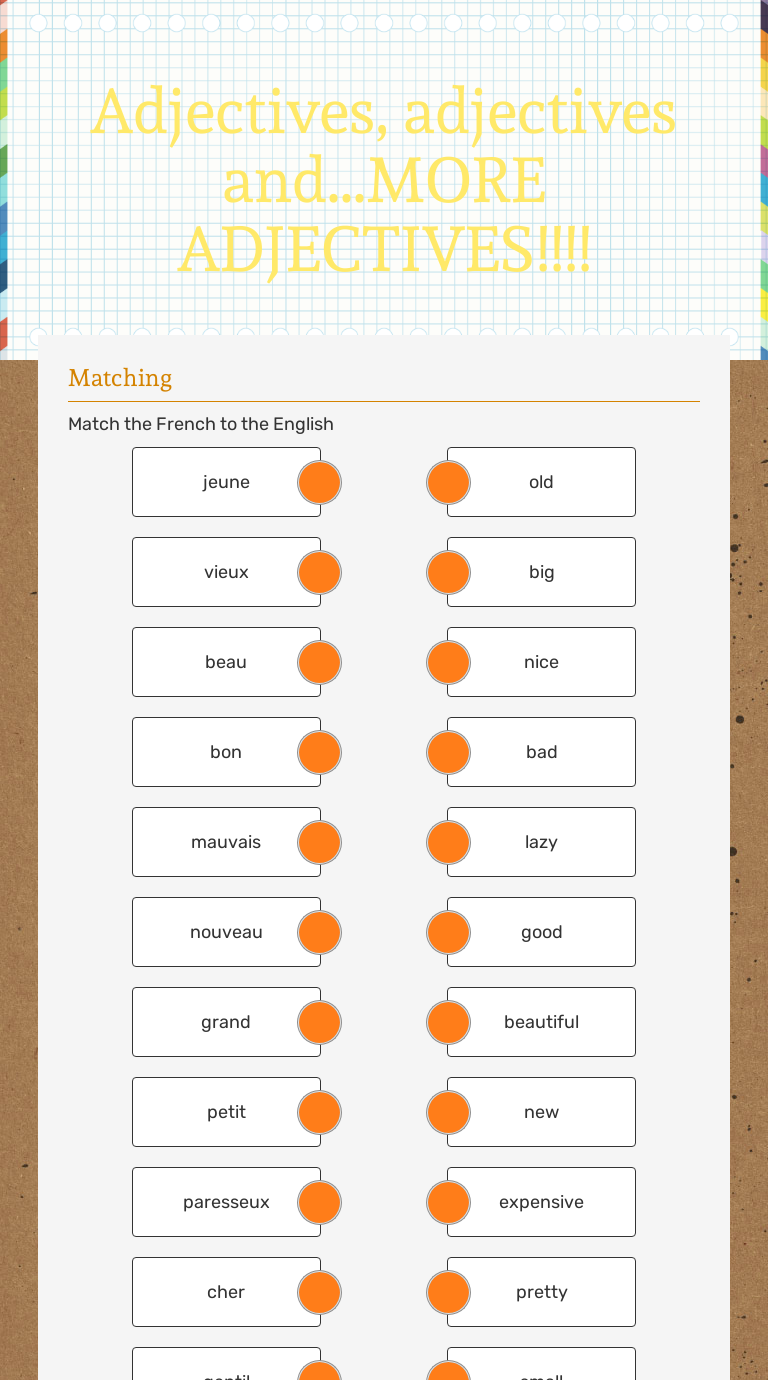 Adjectives, adjectives and...MORE ADJECTIVES!!!! Grade 10 worksheet preview