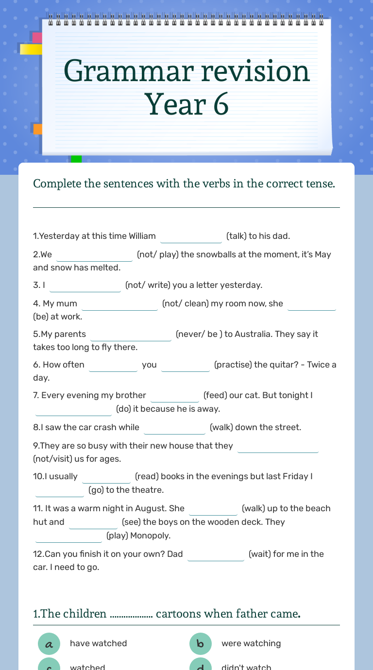 Grammar revision Year 6 | Interactive Worksheet by Dragana Dragas ...