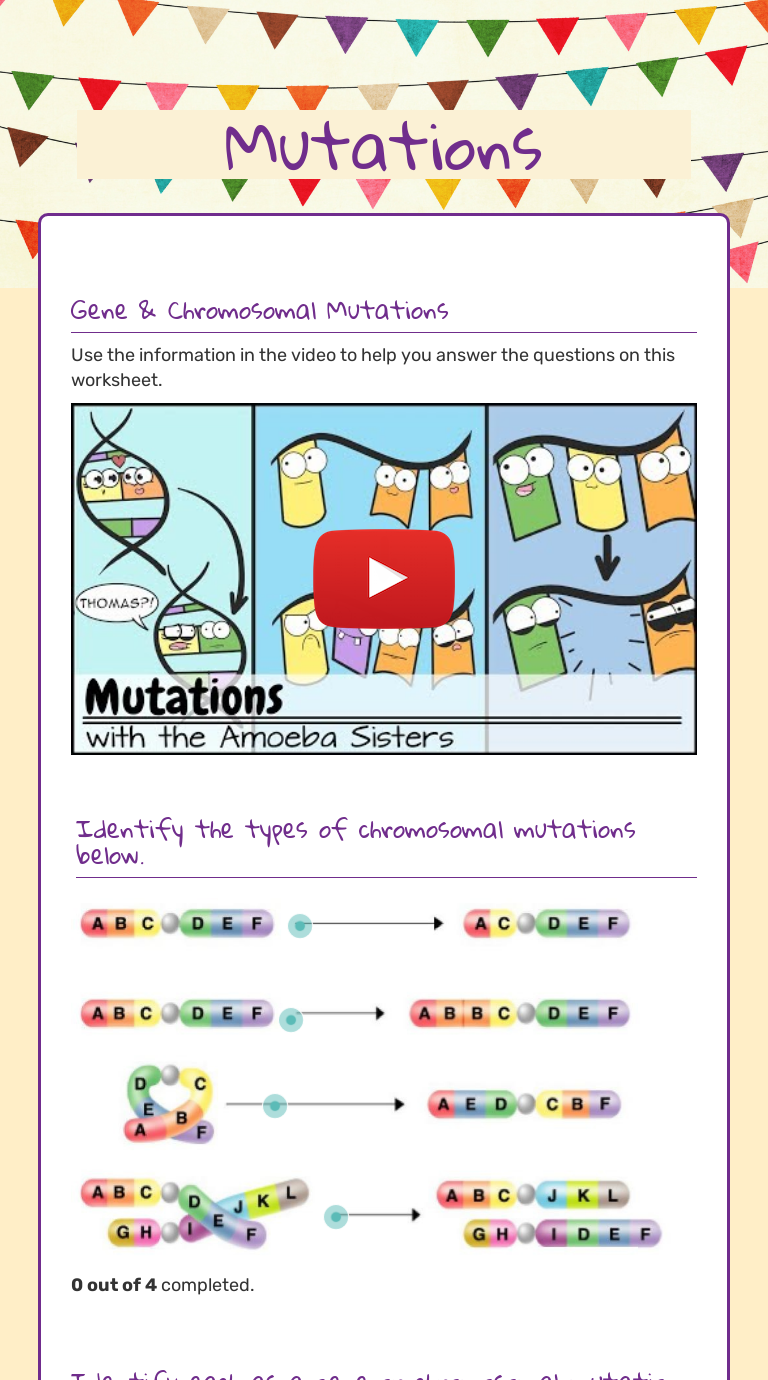 Mutations | Interactive Worksheet By Maria Cuevas-Mehra | Wizer.me