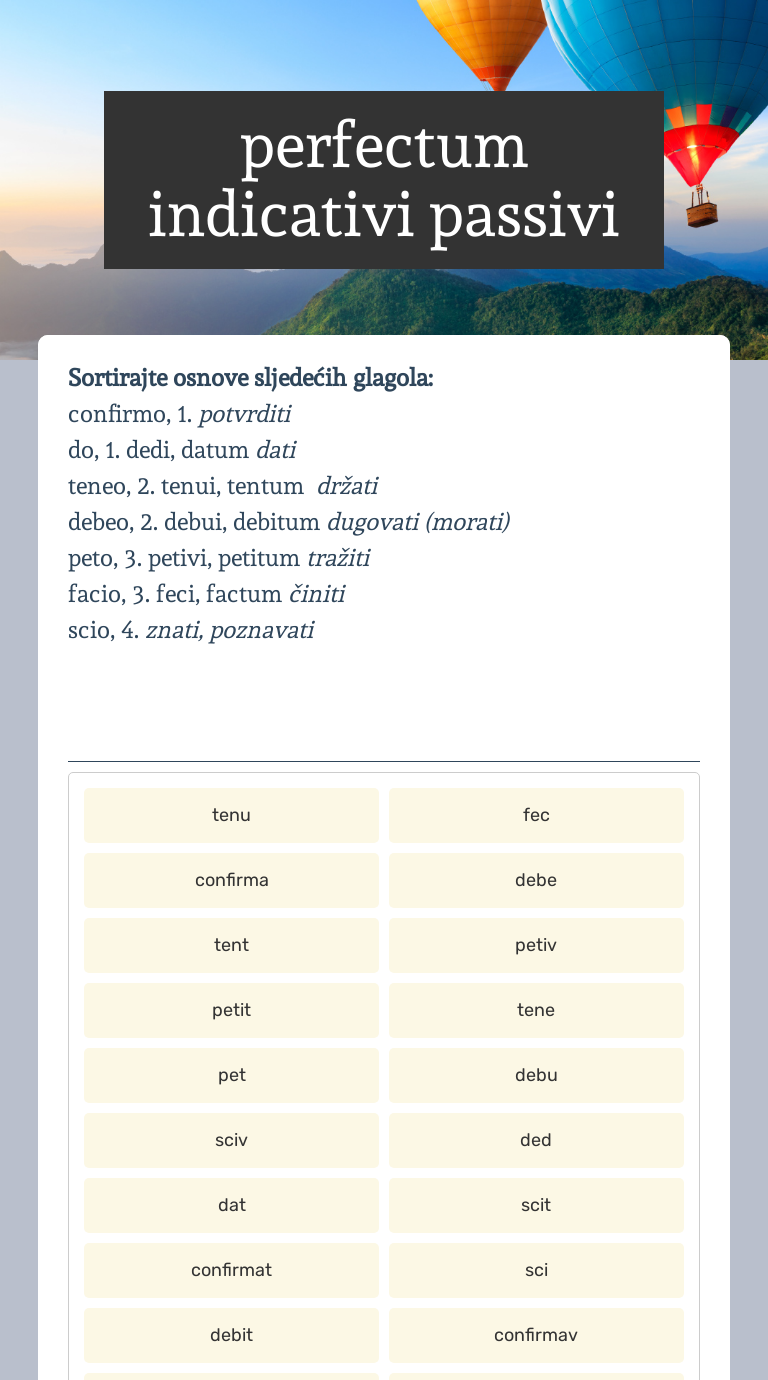 perfectum indicativi passivi worksheet preview image