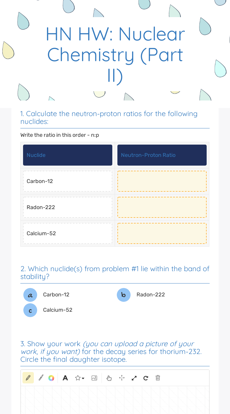 HN HW: Nuclear Chemistry (Part II) | Interactive Worksheet by Joyce