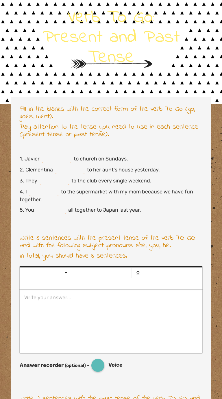 Verb To Go Present And Past Tense Interactive Worksheet By Daniela Lattanzio Sandoval Wizer Me