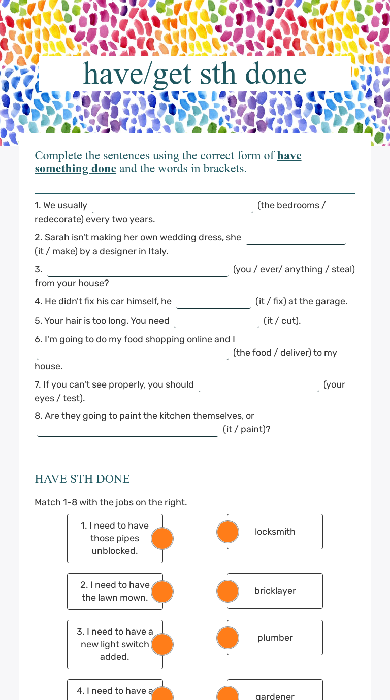 haveget sth done interactive worksheet by sara gomez wizerme