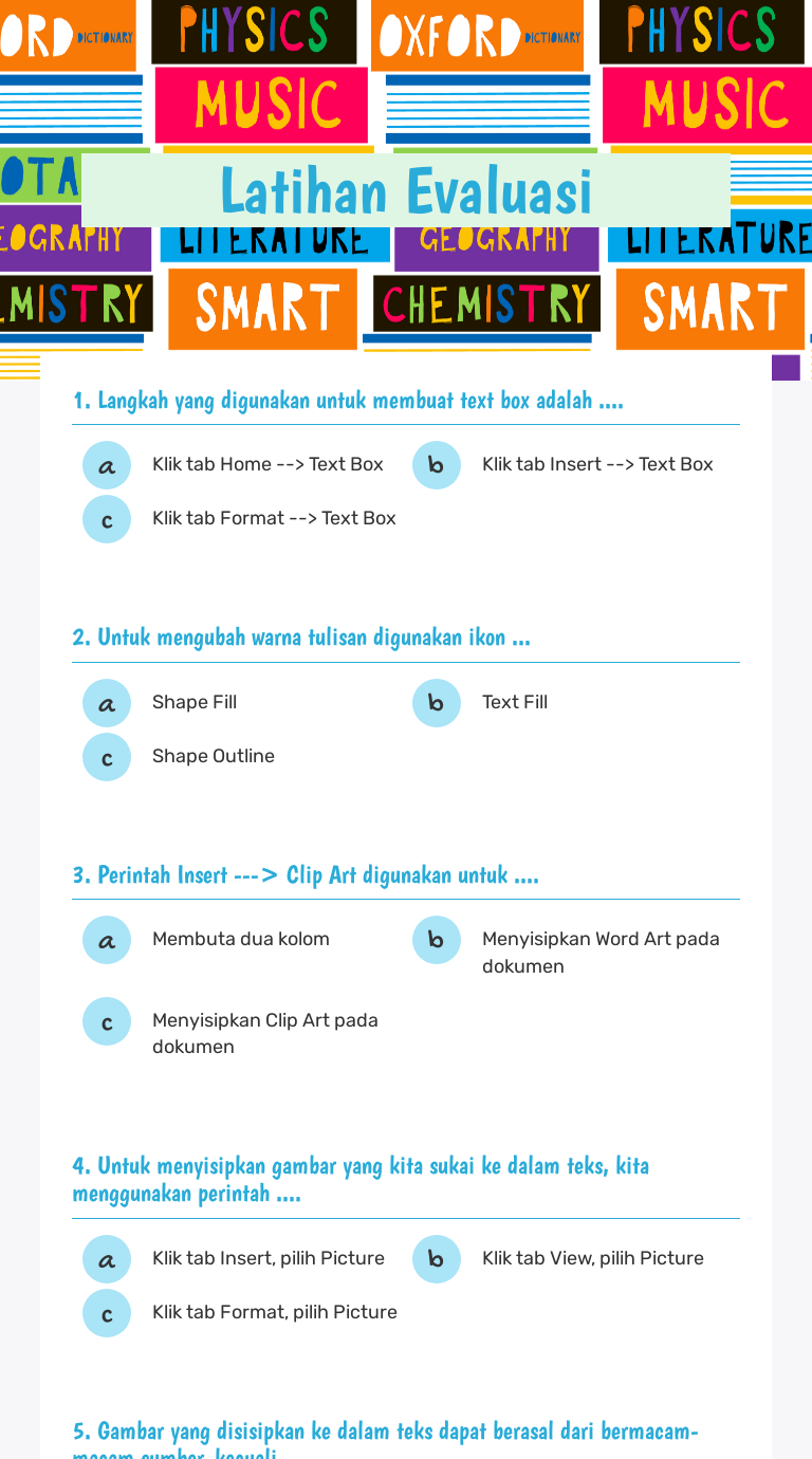 Latihan Evaluasi worksheet preview