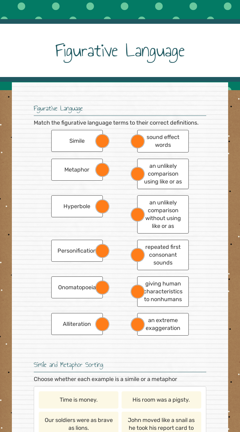 Figurative Language Grade 5 worksheet preview