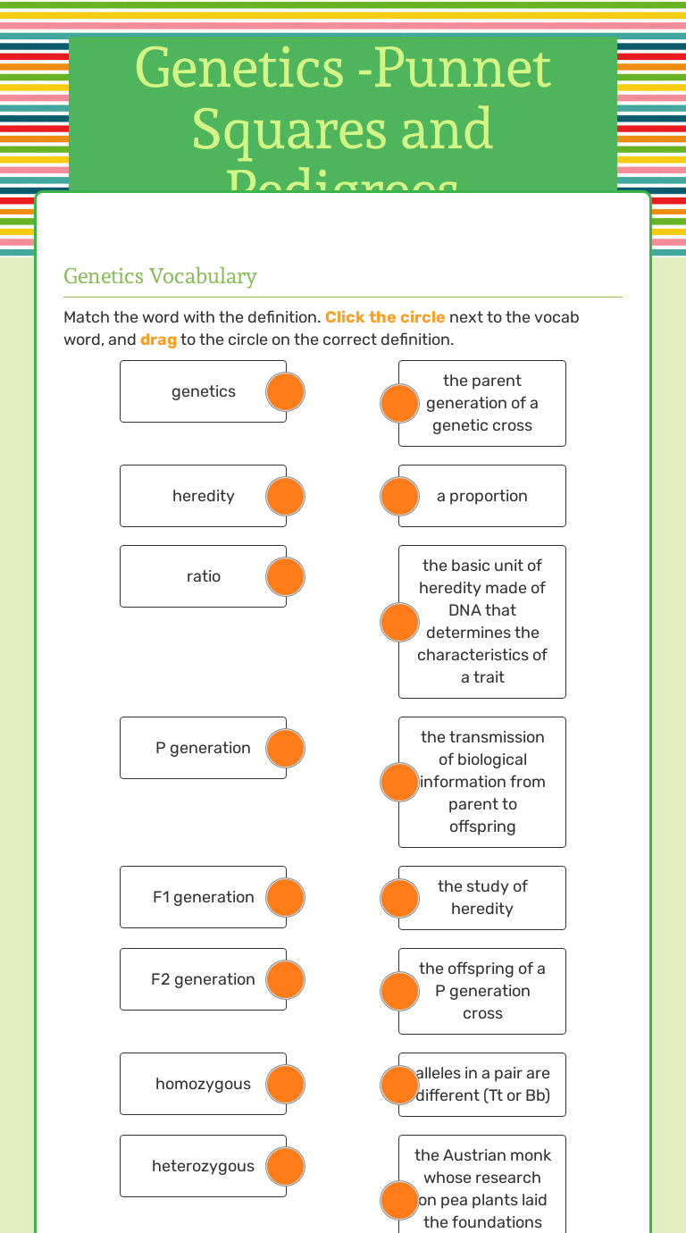 Genetics Punnet Squares And Pedigrees Interactive Worksheet By Dana Rodney Wizer Me