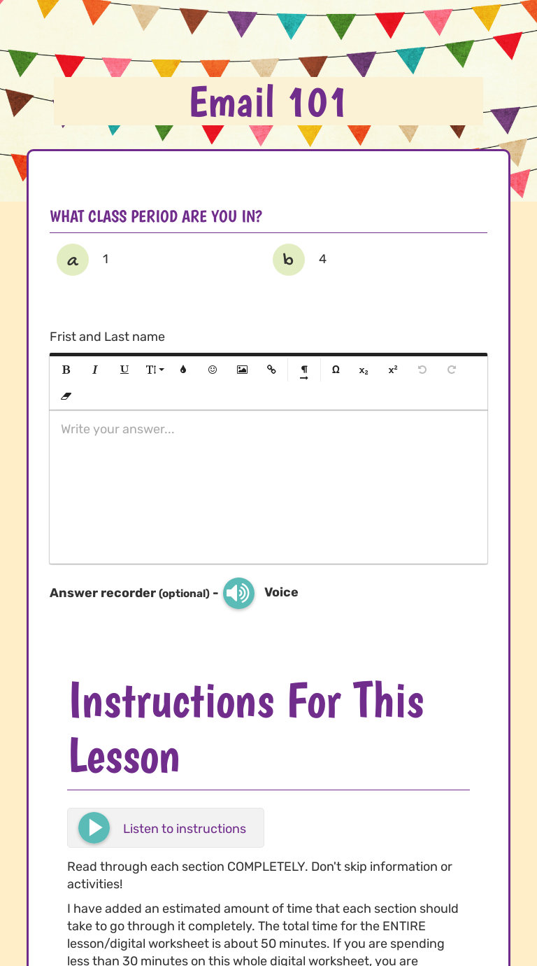 Email 101 | Interactive Worksheet by Heidi Primeaux | Wizer.me