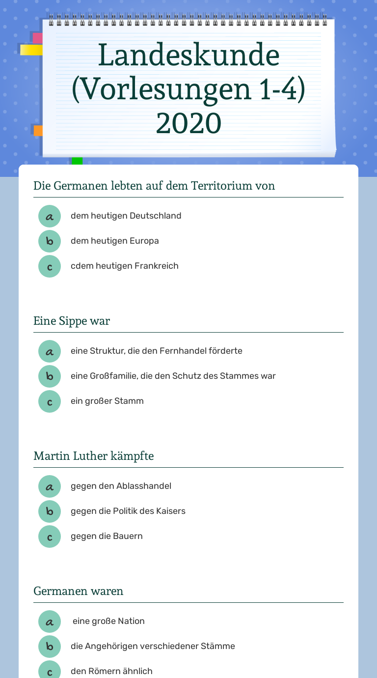 Landeskunde (Vorlesungen 1-4) 2020 Grade 2 worksheet preview