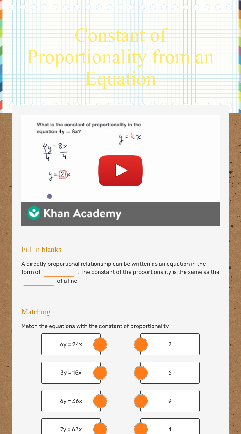 Constant of proportionality worksheet pro worksheet
