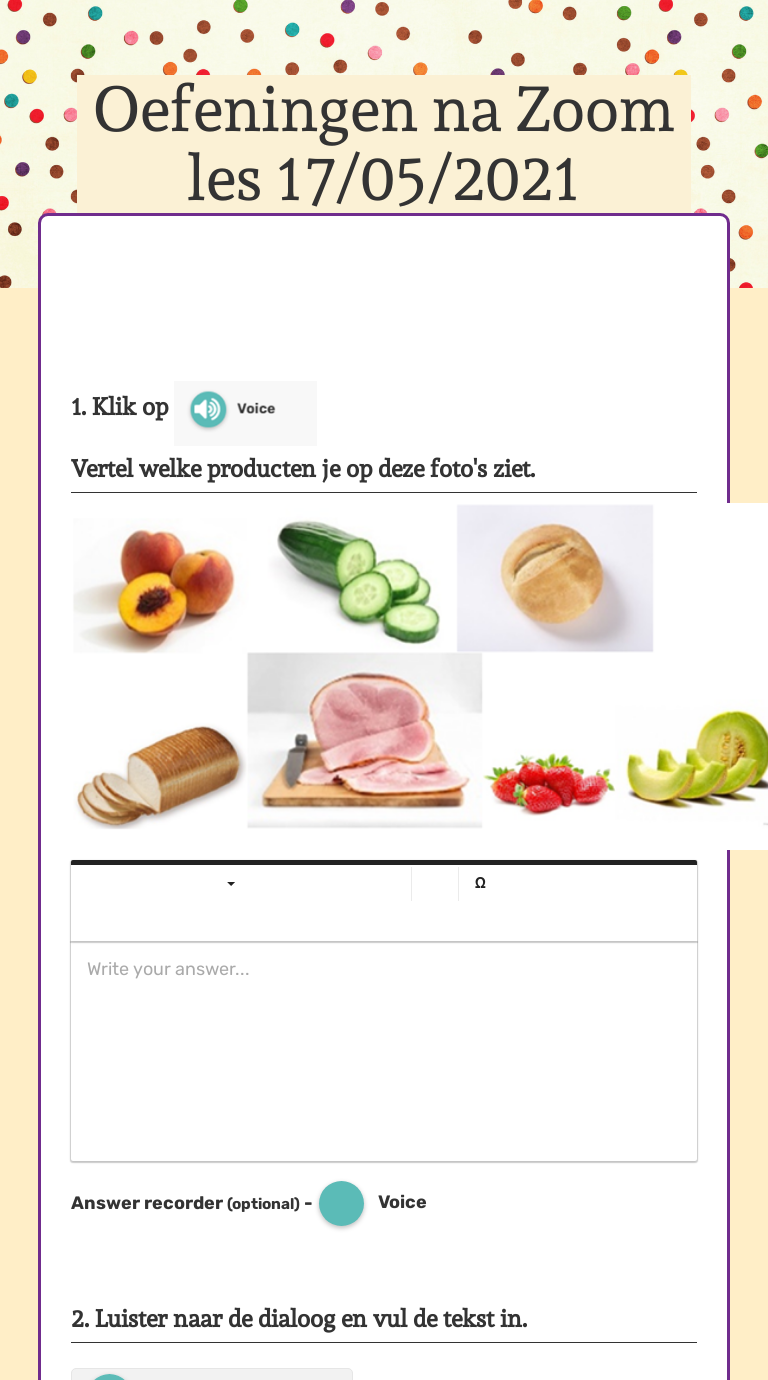 Oefeningen na Zoom les 17/05/2021 worksheet preview image