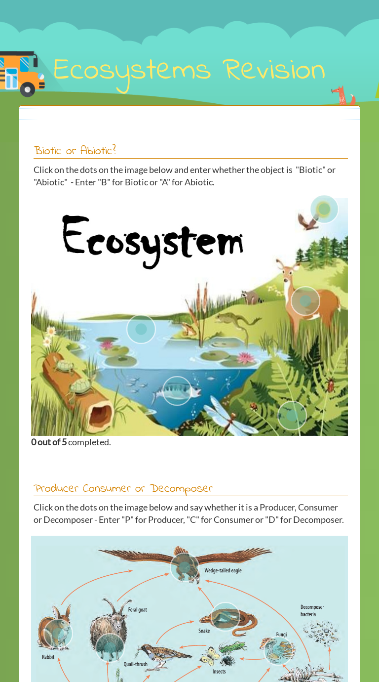 Ecosystems Revision worksheet