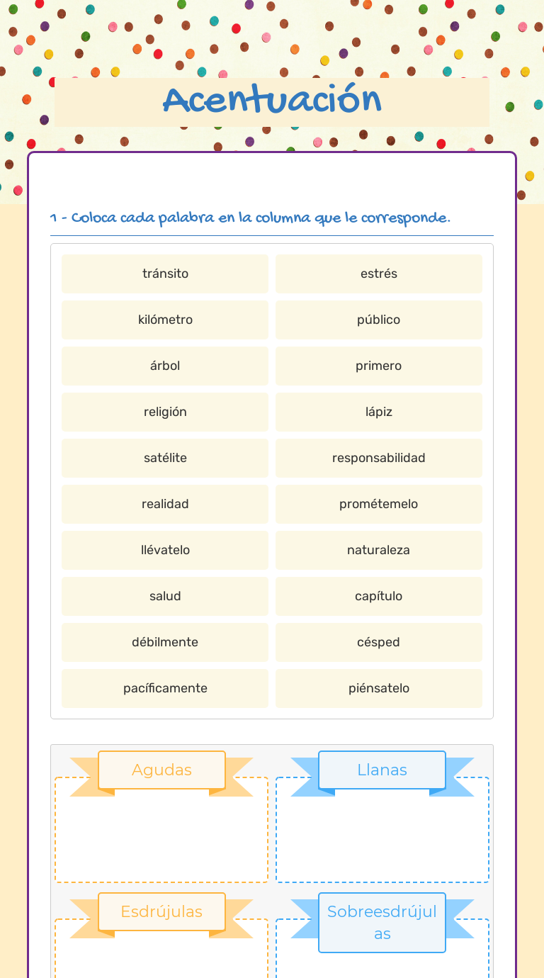 Acentuación Interactive Worksheet By Montse Núñez Wizerme 7584