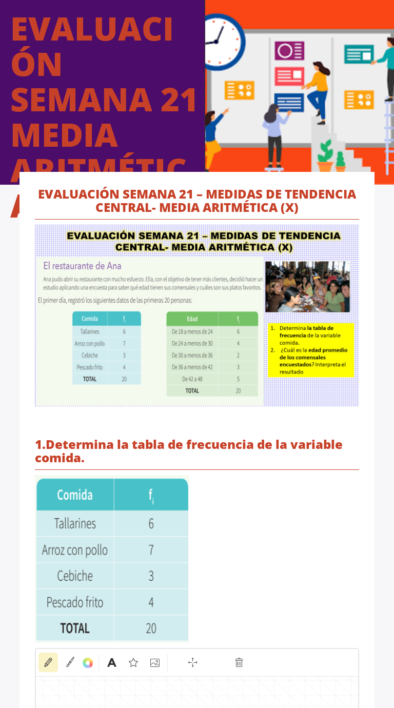 EVALUACIÓN SEMANA 21
MEDIA ARITMÉTICA 3ro C worksheet preview image