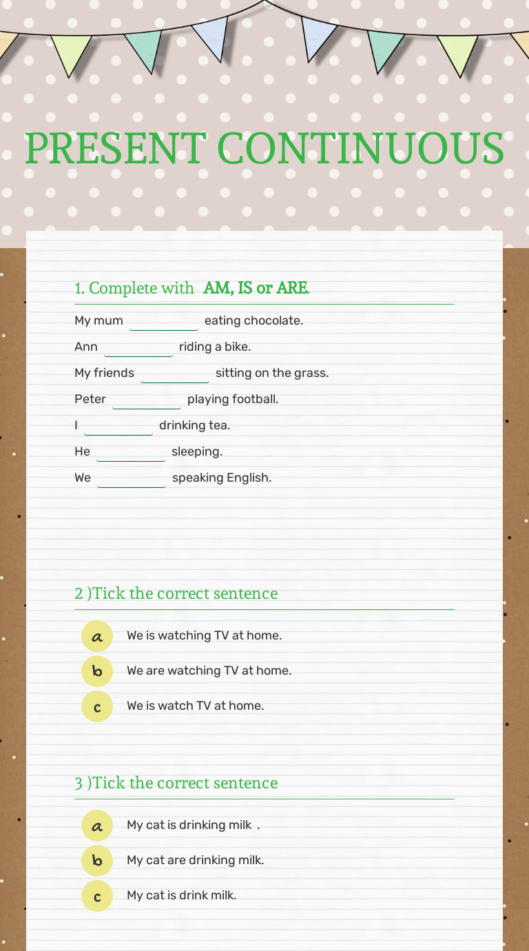 PRESENT CONTINUOUS | Interactive Worksheet By Claudia Muñiz Arellano ...