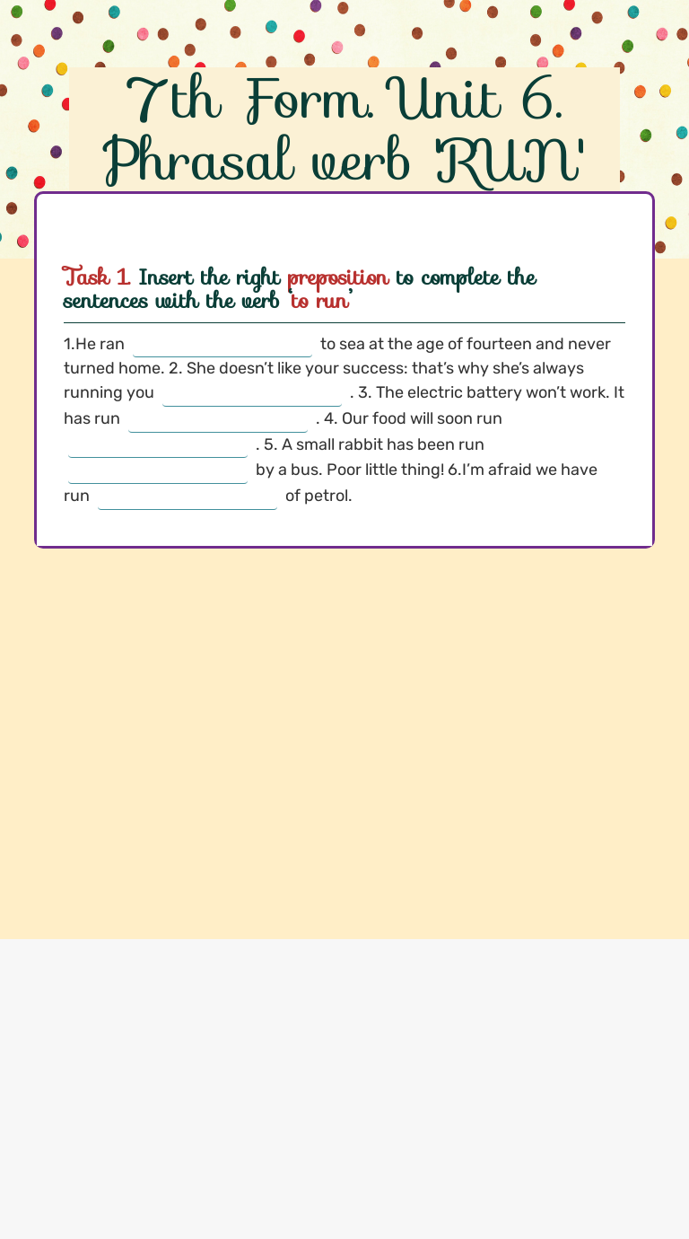 7th-form-unit-6-phrasal-verb-run-interactive-worksheet-by-nina