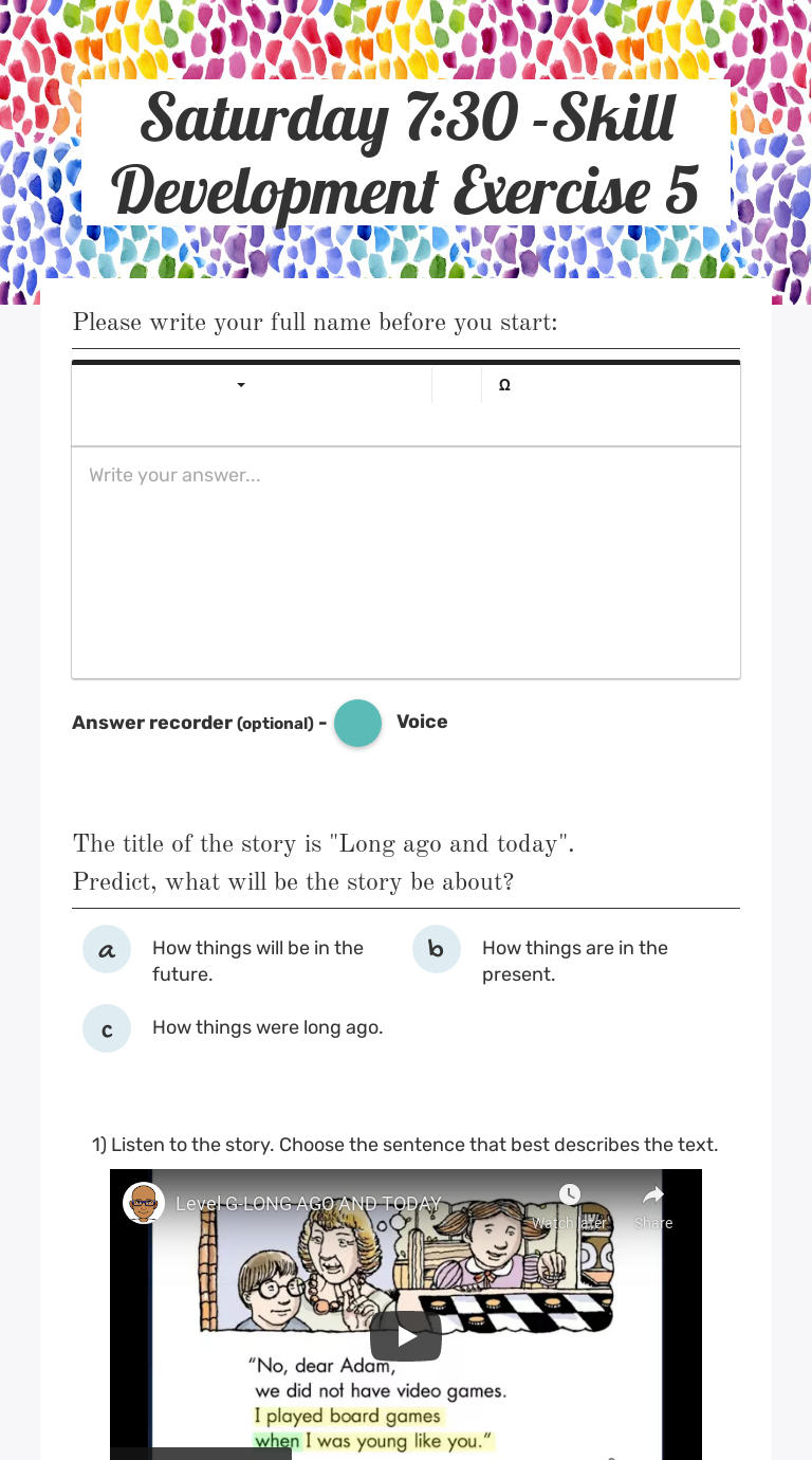Saturday 7:30 -Skill Development Exercise 5 worksheet preview image