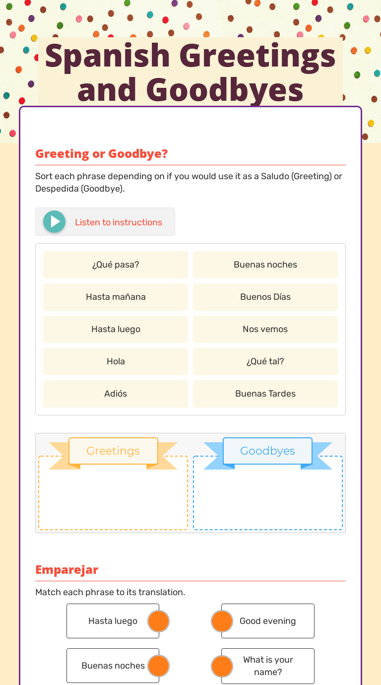 31 Greetings In Spanish Worksheet support worksheet