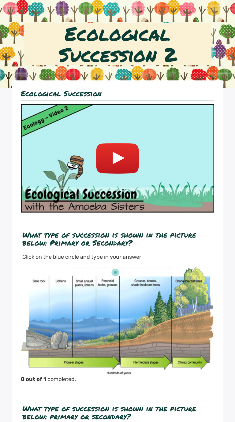 Ecological Succession 2 Interactive Worksheet By Elizabeth Koren 