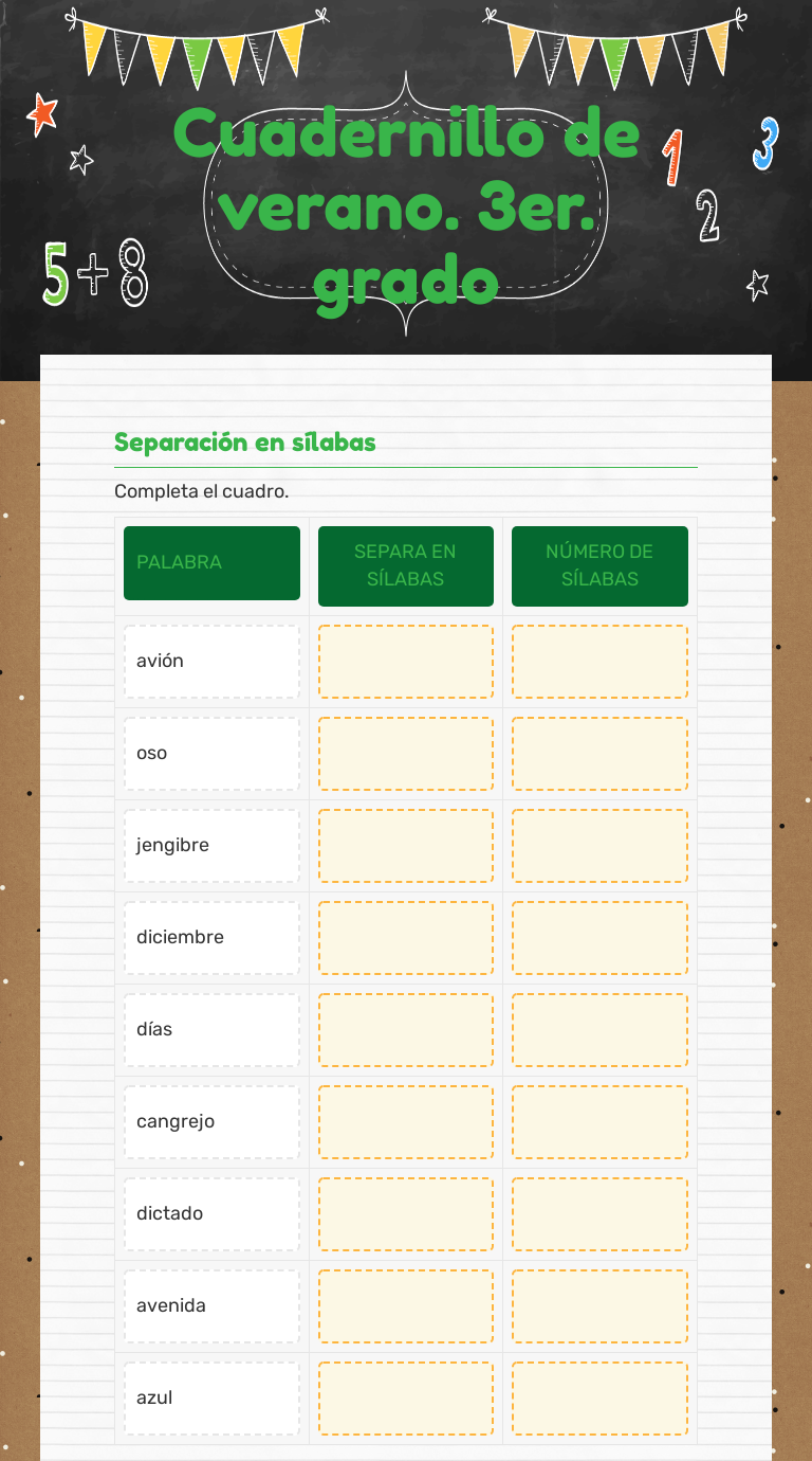 Cuadernillo de verano. 
3er. grado worksheet preview