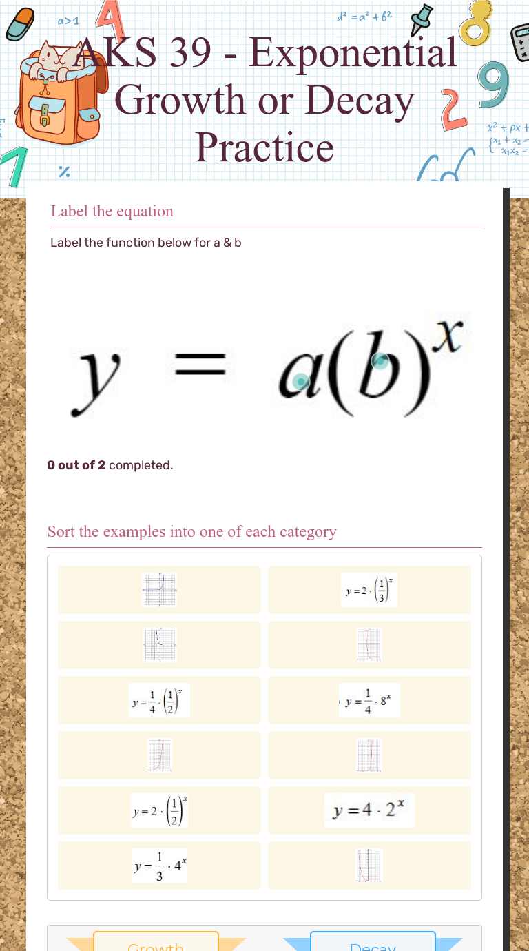 AKS 23 - Exponential Growth or Decay Practice  Interactive With Regard To Growth And Decay Worksheet