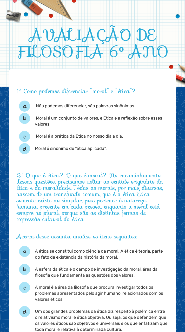 Quiz de Filosofia worksheet