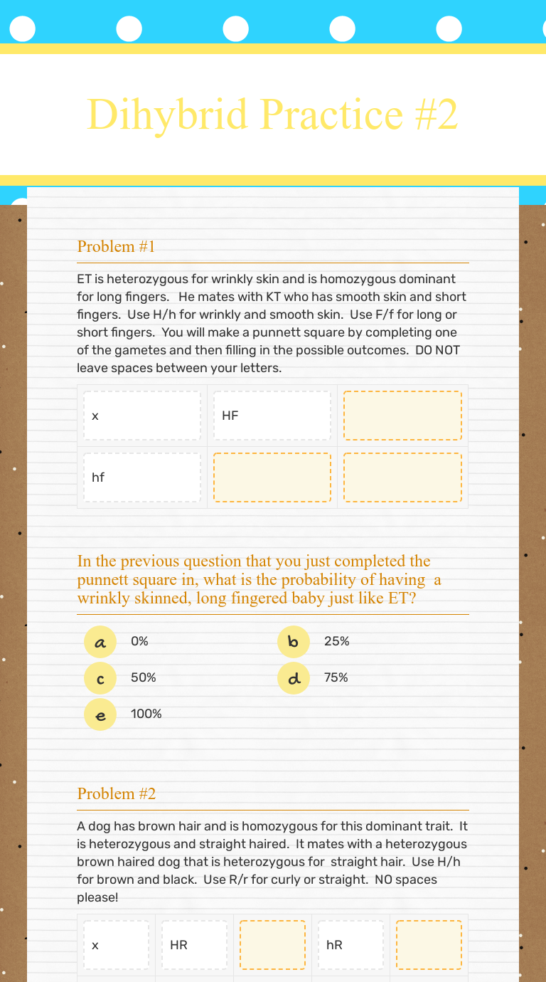 Punnett Square Practice Worksheet Answers – Worksheet for Education, image size:768x1380