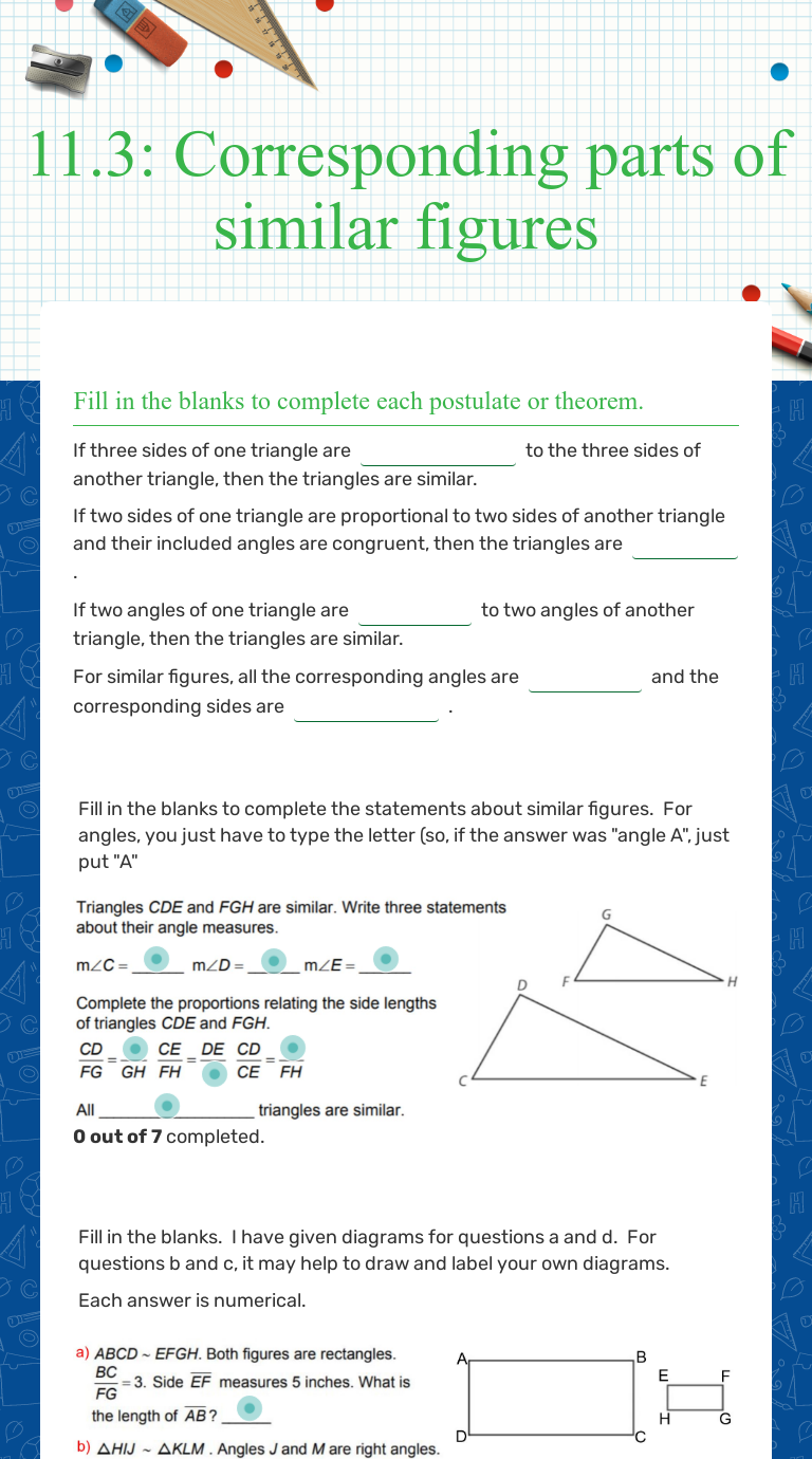 22.22: Corresponding parts of similar figures  Interactive In Similar Figures Worksheet Answers