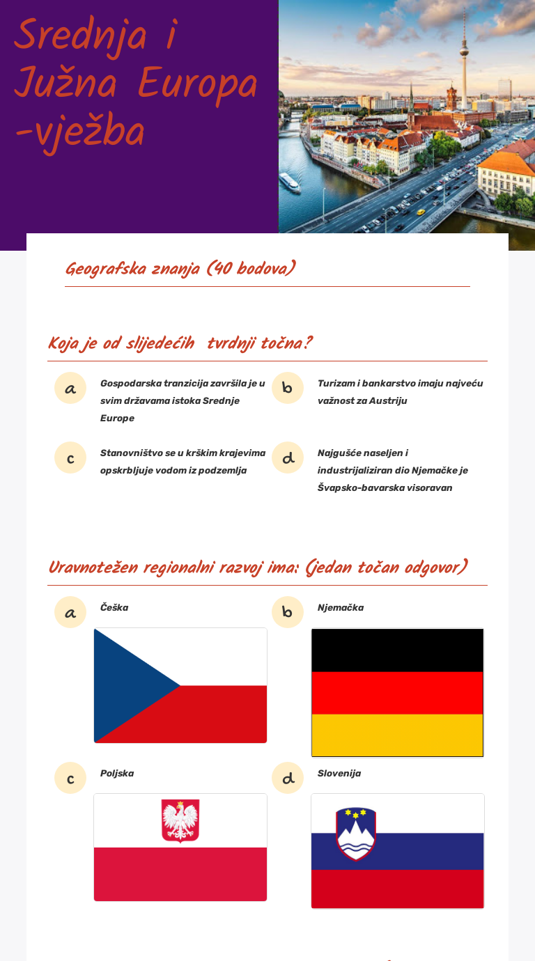 Srednja i Južna Europa      
-vježba worksheet preview image