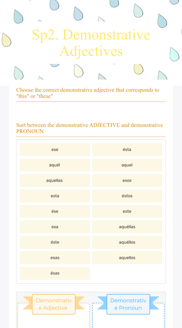 Sp11. Demonstrative Adjectives  Interactive Worksheet by Genesis With Regard To Demonstrative Adjectives Spanish Worksheet