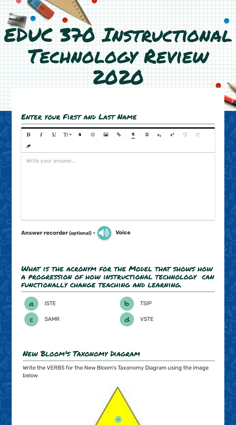 EDUC 370 Instructional Technology Review 2020 Other worksheet preview