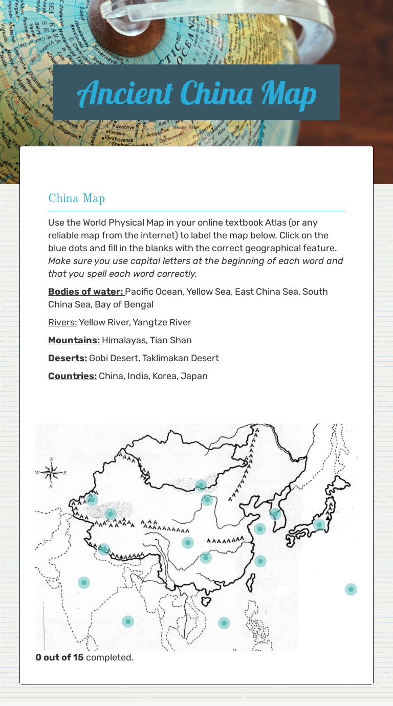 Ancient China Map Worksheet