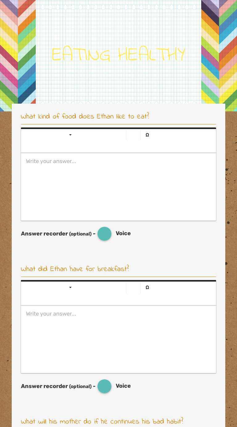 EATING HEALTHY worksheet preview image